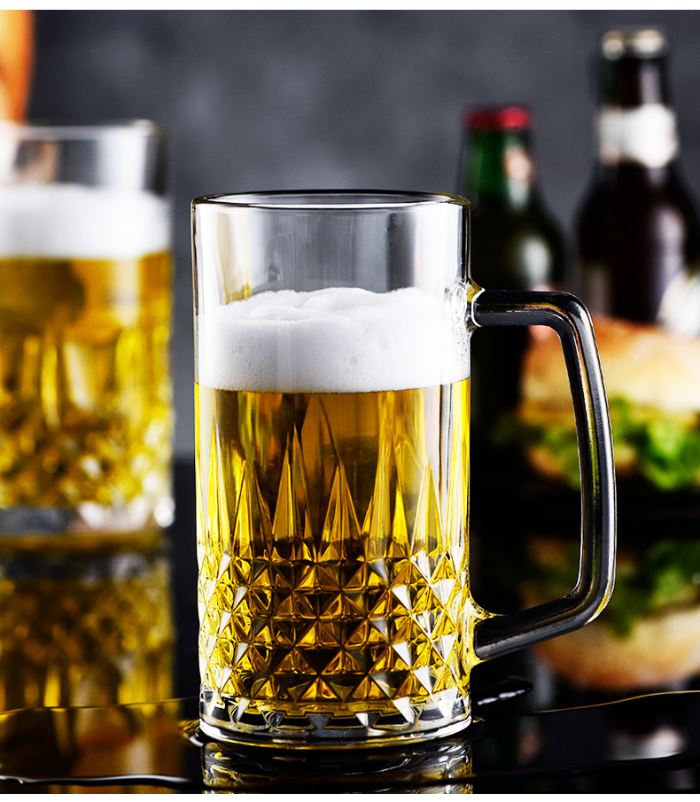 扎啤杯加厚超大容量玻璃水杯子1000ml带把啤酒杯1l扎啤杯1300ml聚景