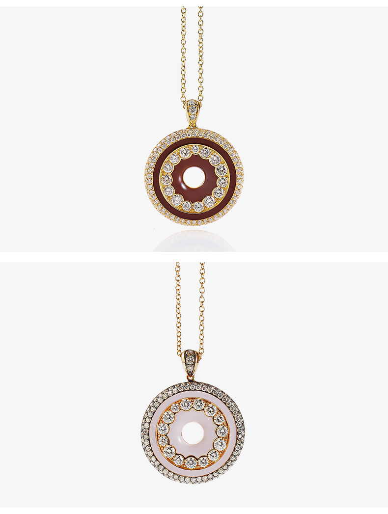 卓法利珠宝cloud云钻石吊坠 18k玫瑰金钻石项链 锁骨链 珐琅彩意大利