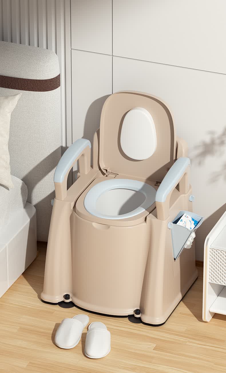 移动马桶老人室内便携式家用成人卧室坐便椅加高老年人孕妇坐便器硬座