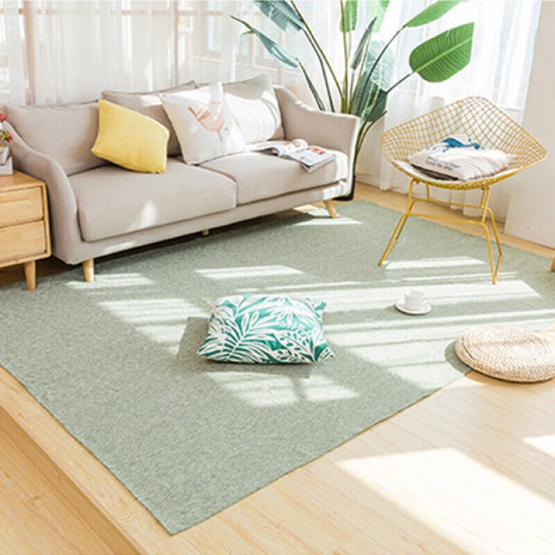 薄地毯客厅棉麻地毯北欧可机洗轻奢日式棉线编织薄款卧室大面积红色