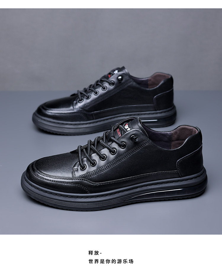 吉尔达男鞋商务休闲鞋男士透气软底运动皮鞋男百搭系带爸爸鞋棕色a