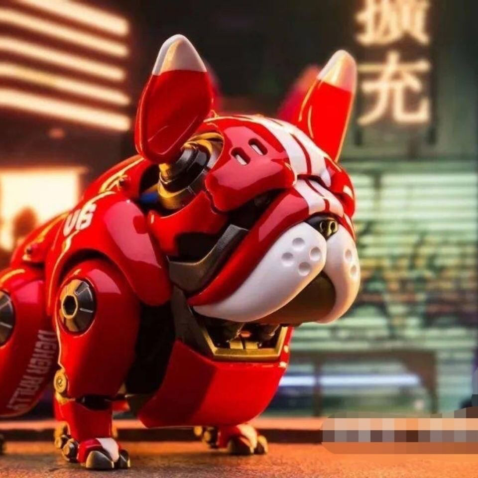 机械兽斗牛犬rambler 机器狗机甲模型萌宠 机械斗牛犬 红色绿色 机械