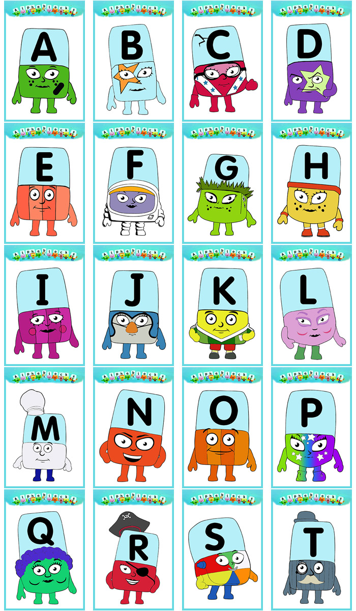 26英文字母自然拼读卡片积木alphablocks配套英语教具闪卡 26张a4卡