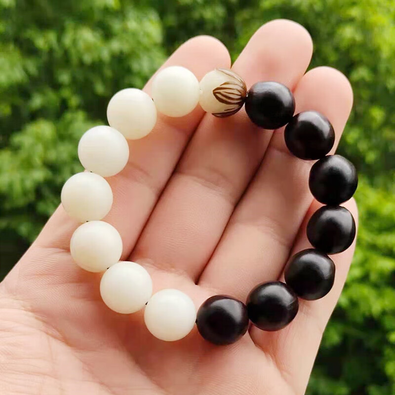 无患子手串绕指柔天然原创无患子菩提根黑白单圈个性手串太极阴阳菩提