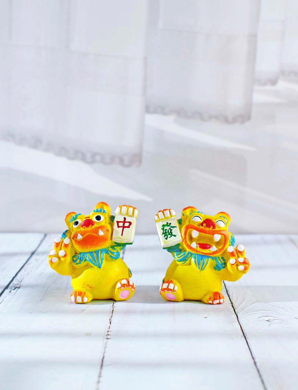 狮三百 麻将狮子 文创国风摆件 中华文化伴手礼 超值川蜀礼品 蓝色