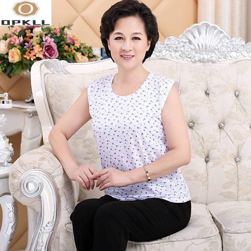 中老年纯棉女士汗衫妈妈背心全棉宽松无袖内衣新疆棉夏季打底短袖z1件