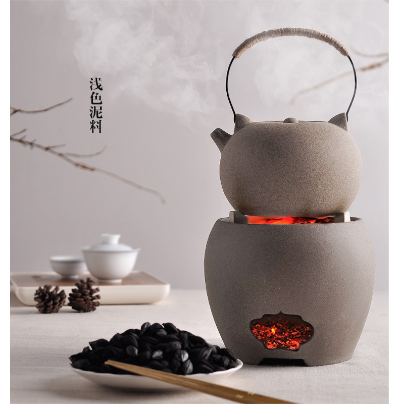 潮汕工夫茶炉具 白泥潮汕功夫茶炉煮茶器炭炉火炭小型煮茶专用老式
