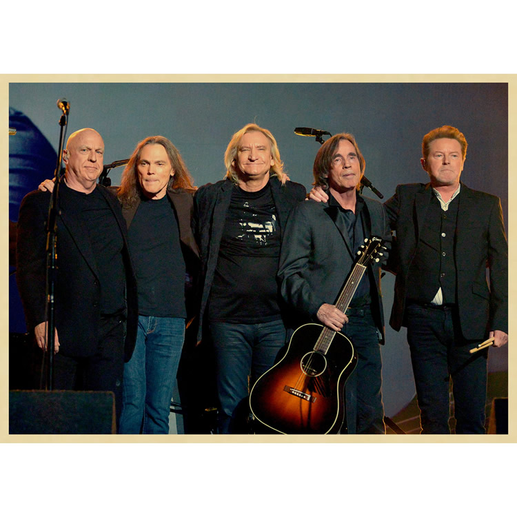 老鹰乐队音乐海报 牛皮纸复古装饰画 摇滚怀旧贴画 人物无框画 米白色