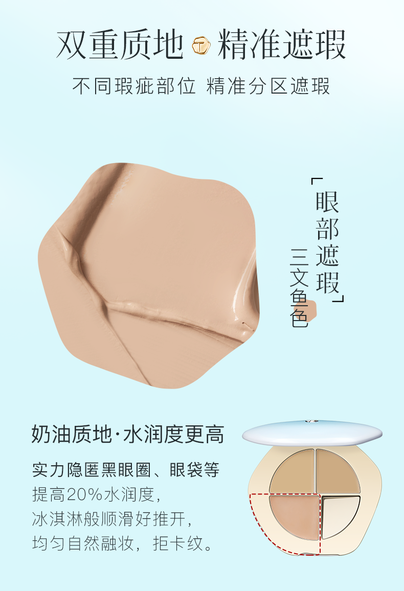 彩棠（TIMAGE）彩棠三色遮瑕盘彩棠TIMAGE三色遮瑕盘精准遮盖泪沟黑眼圈斑点脸部 鹅绒盘+遮瑕刷