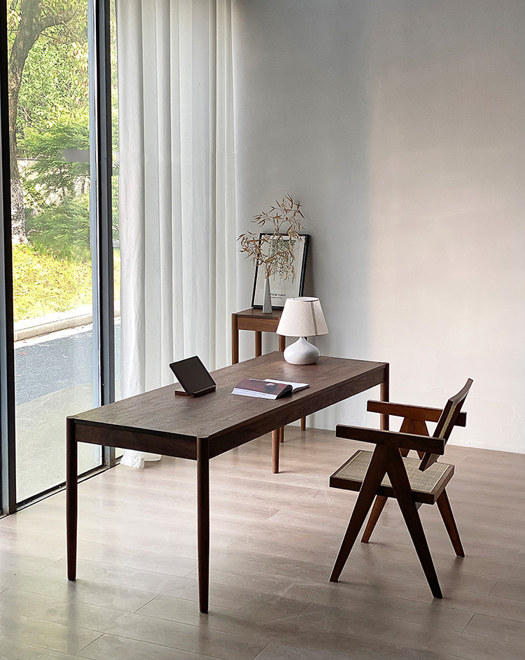 及木森品 实木茶桌茶台 北美黑胡桃木茶桌 家用实木书桌餐桌新中式