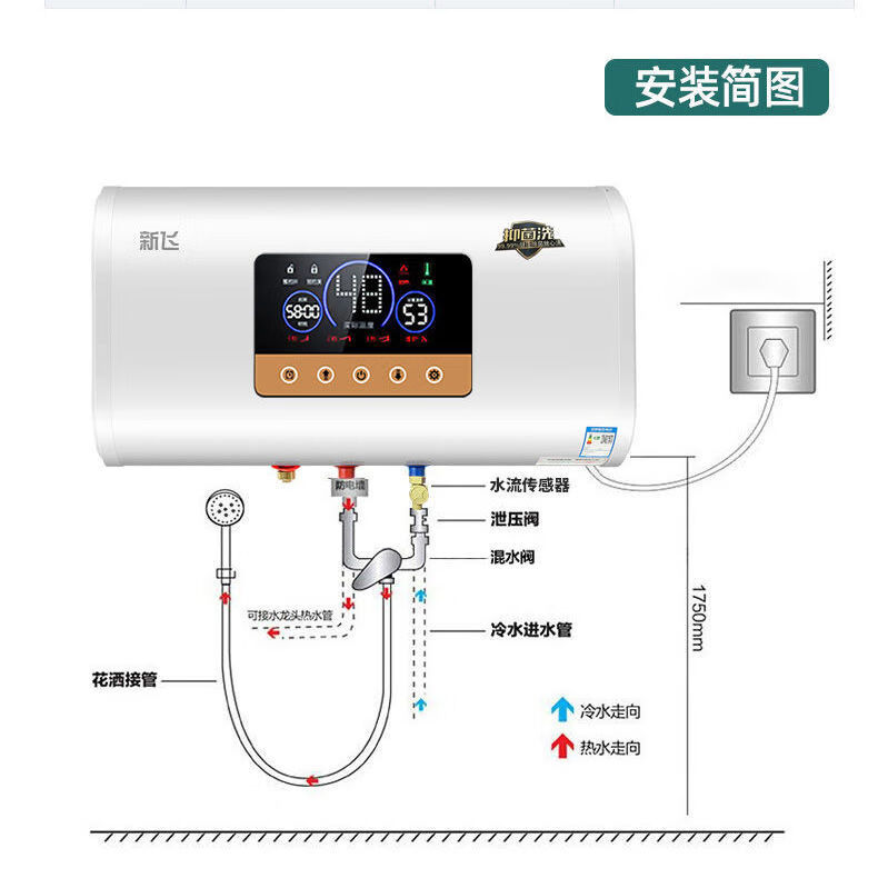 新飞电热水器电家用储水式小型卫生间洗澡淋浴速热40升50l60升米蚁