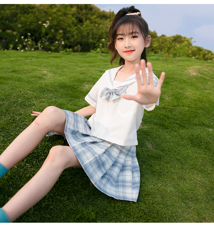 jk制服全套jk可爱制服裙夏季少女装学院风jk半身格子裙 蓝色 160cm