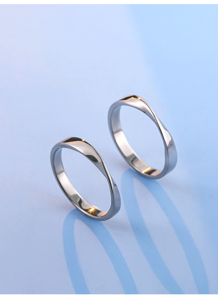 莫比乌斯戒指闭口指环男女钛稀有金属小众设计素圈情侣对戒刻字 【钛
