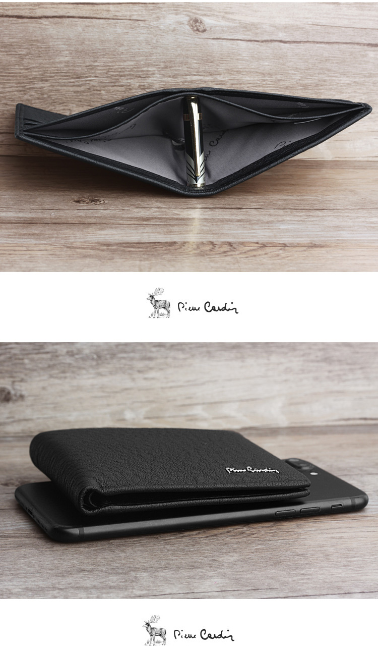 皮尔卡丹奢侈品钱包男士短款头层鹿皮软真皮商务休闲钱夹青年薄皮夹a
