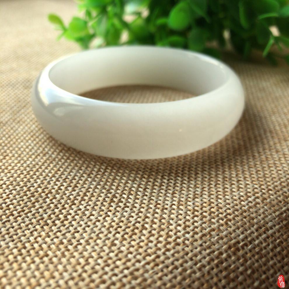 依惜 新疆和田玉羊脂玉手镯玉镯子新疆内蒙古阴山雪玉男女款 圈口59