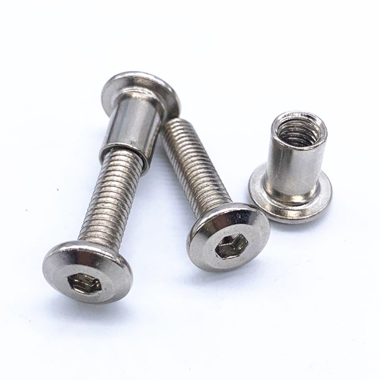 阙祁春雪m4m5m6镀镍大平头内六角对锁夹板对敲螺丝螺