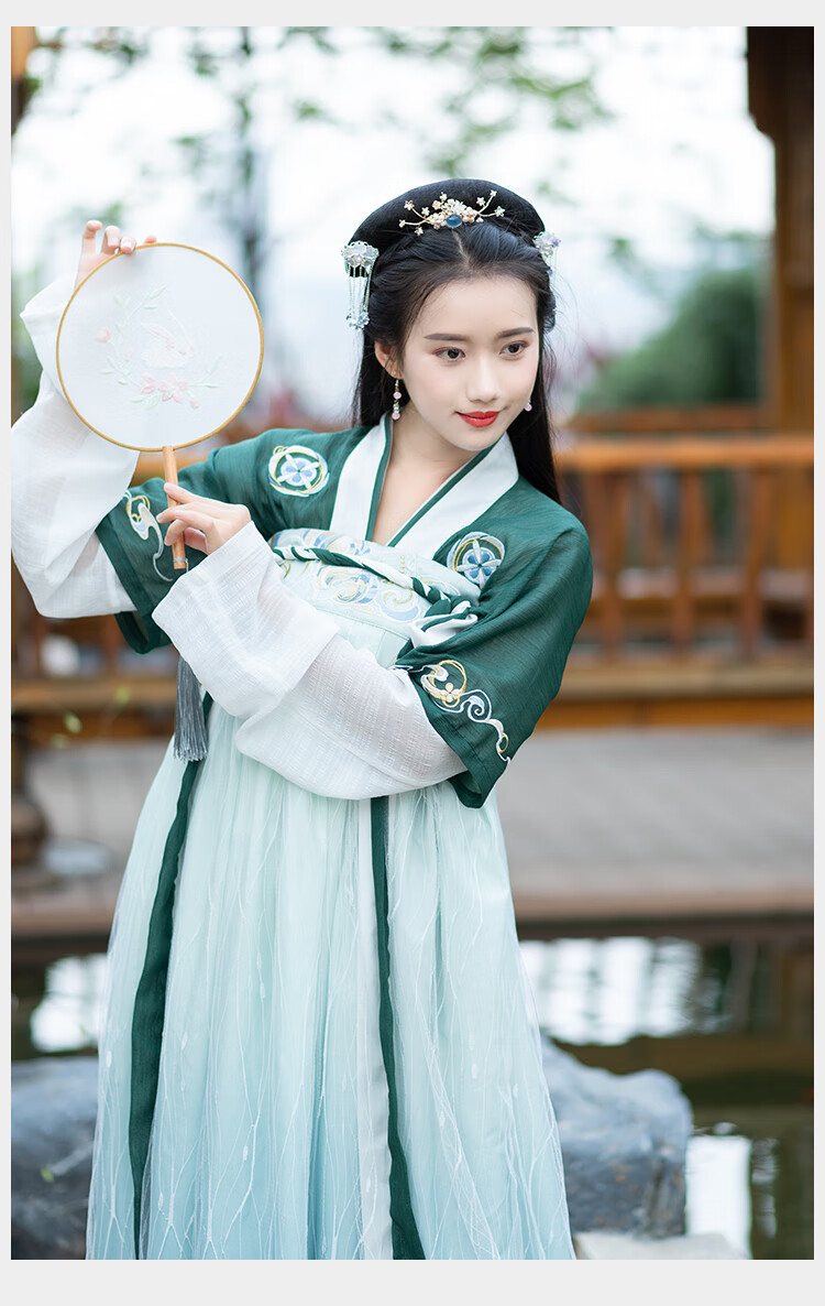 传统汉服汉元素改良日常齐胸襦裙子子系带绣花半臂可拆卖两片式齐胸下