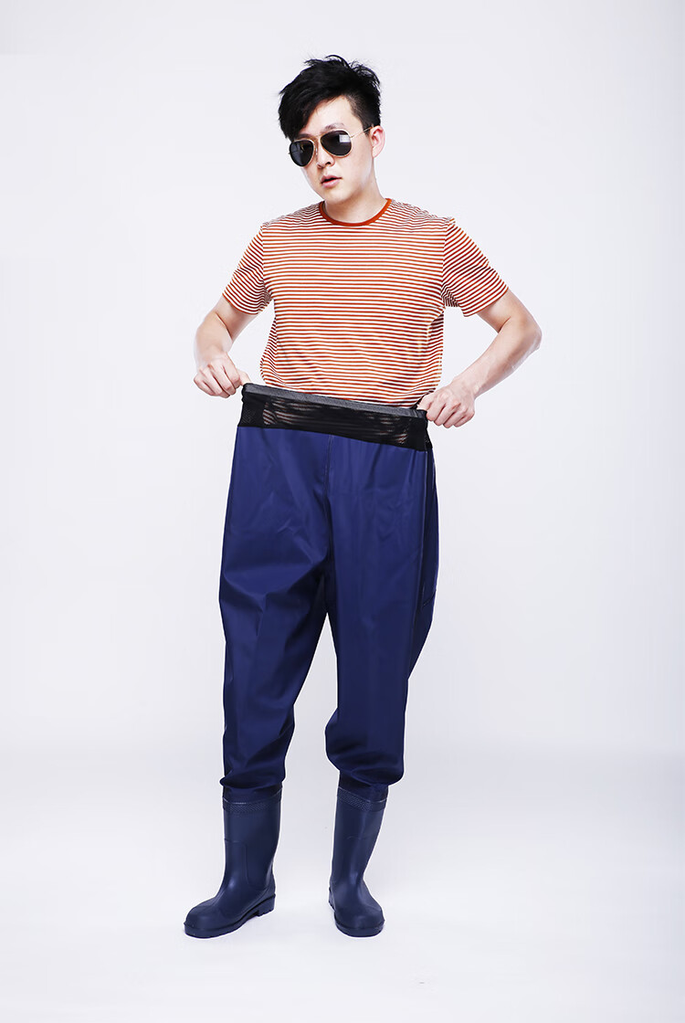 下水裤放水鱼裤连体雨裤半身水裤男女水叉打鱼裤y军绿高强度经典鞋号