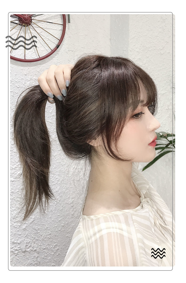 法式八字自然无痕头顶补发盖假发片3d遮白发 深棕色 蛋白丝3d空气刘海