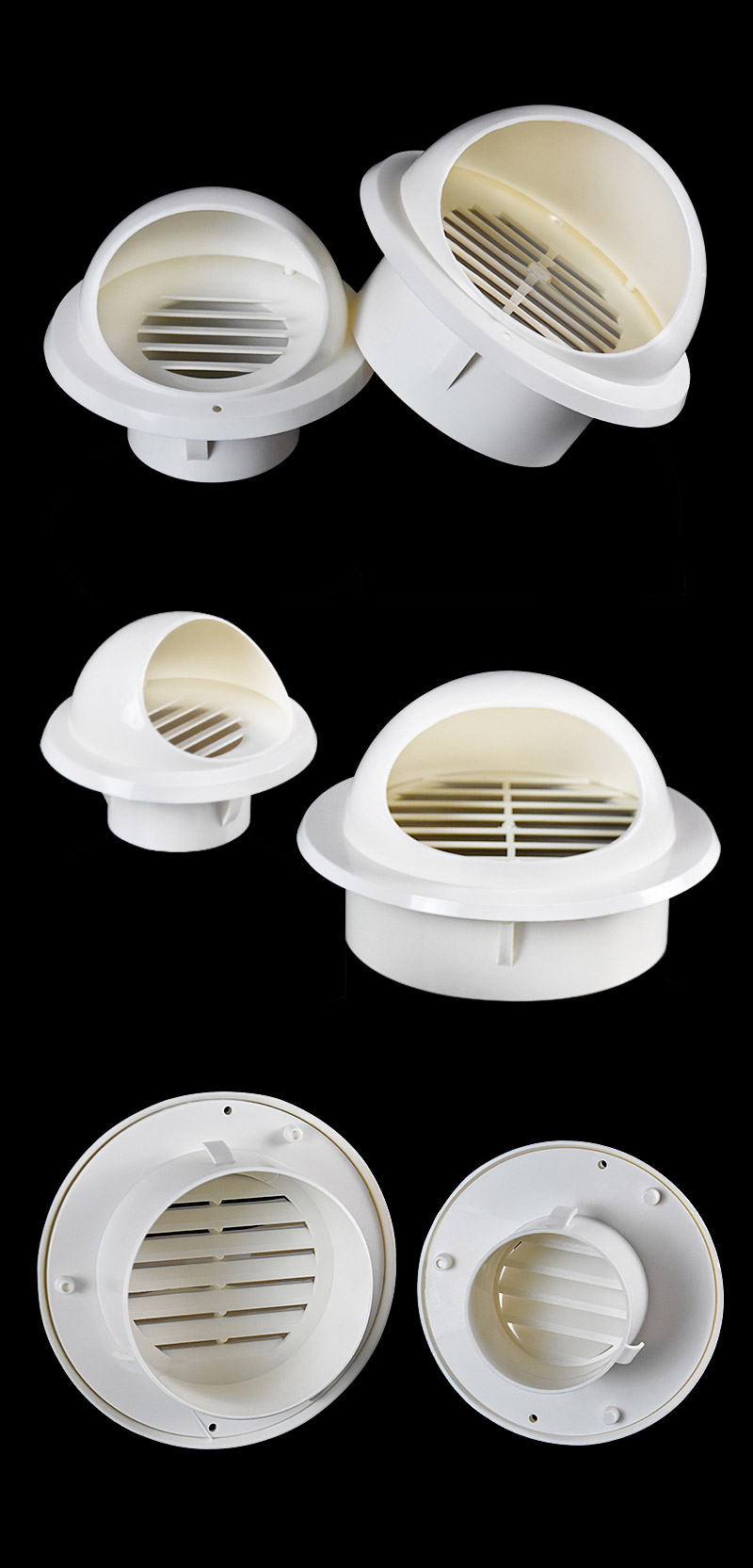 pvc塑料风帽外墙出风口304不锈钢透气帽卫生间排气孔罩油烟机风帽pvc