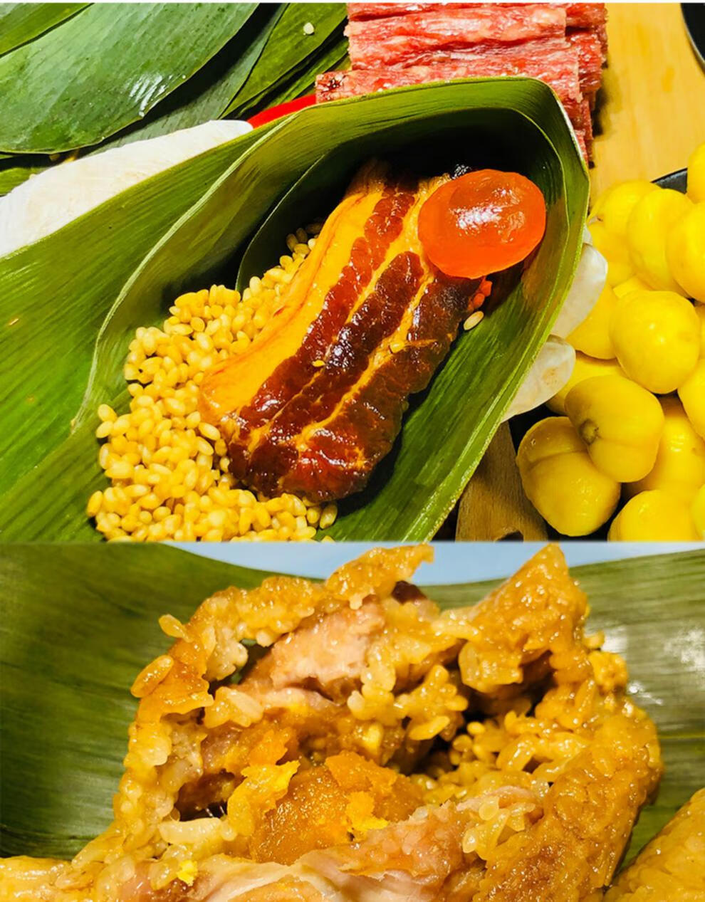 嘉兴粽子早餐网红手工新鲜七龙珠咸蛋黄五花肉粽散装长条枕形大粽现做