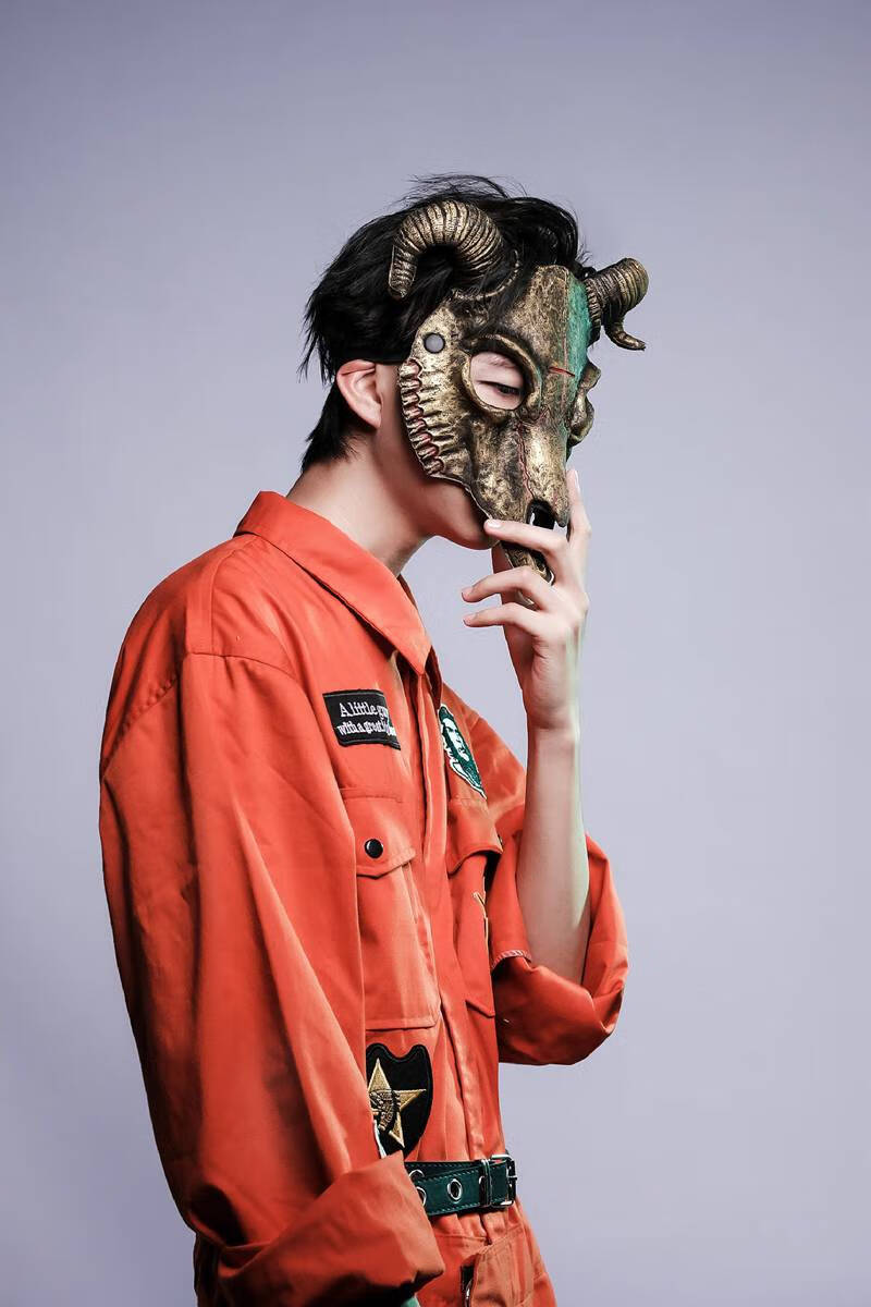 万圣节面具帅 燕尾蝶男士女公羊脸朋克cosplay面具造型舞台网红抖音91