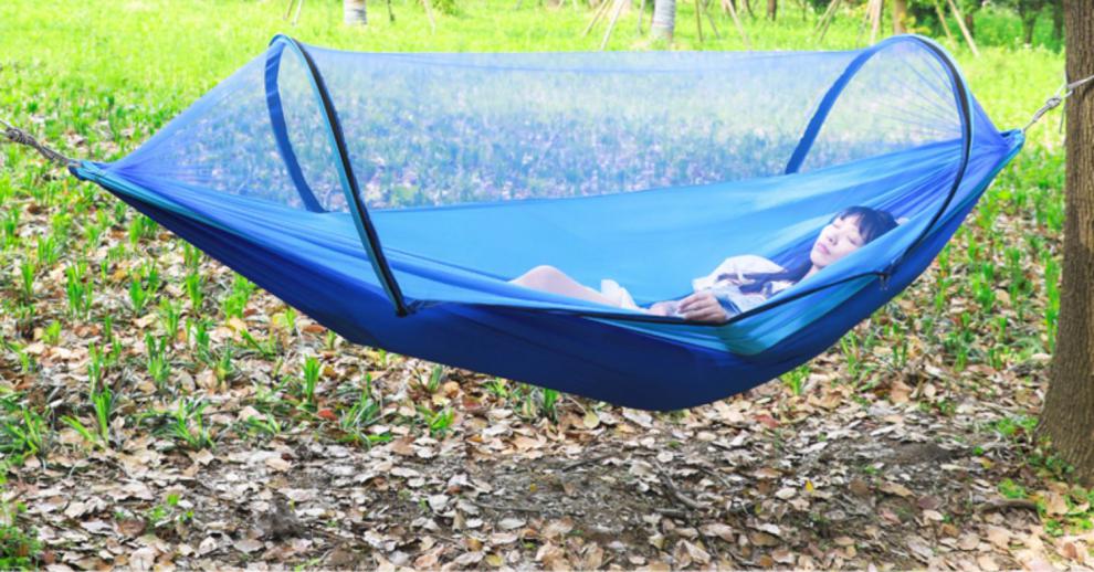 防蚊吊床蚊帐户外树床树上吊床超轻睡网状蚊帐防蚊虫冰丝防侧翻降落伞