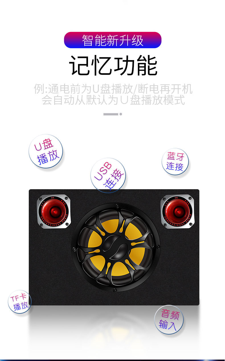 車載重低音炮汽車貨車改裝12v24v220v家用藍牙音箱大音量音響內置藍牙