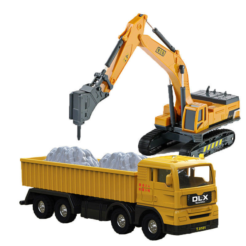 儿童工程车模型生日礼物自营送小朋经典品牌抓石抓木破碎挖掘随机两款
