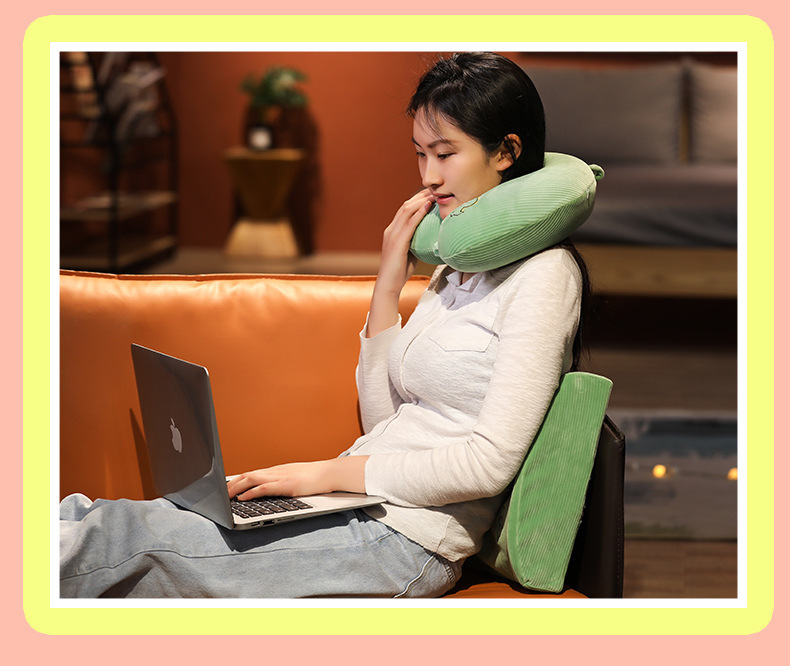 汽车头枕腰靠u型枕可爱卡通u型枕汽车颈枕腰靠记忆棉慢回弹办公室女生