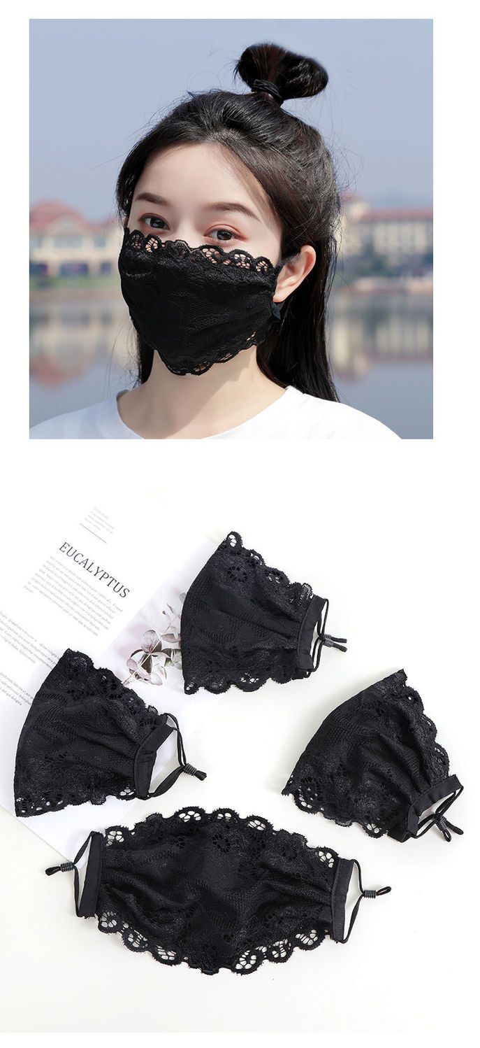 高品质蕾丝口罩2021新款黑色甜美口罩花朵刺绣蕾丝春夏季女士耳绳可
