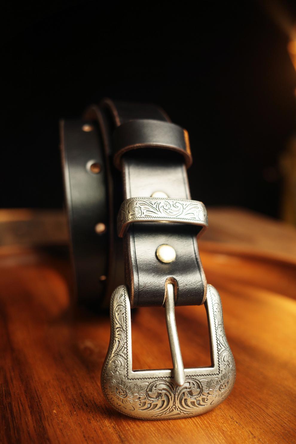 升级款 西部牛仔腰带美国霍尔文3cm美式复古骑兵三件套皮带绅士西部