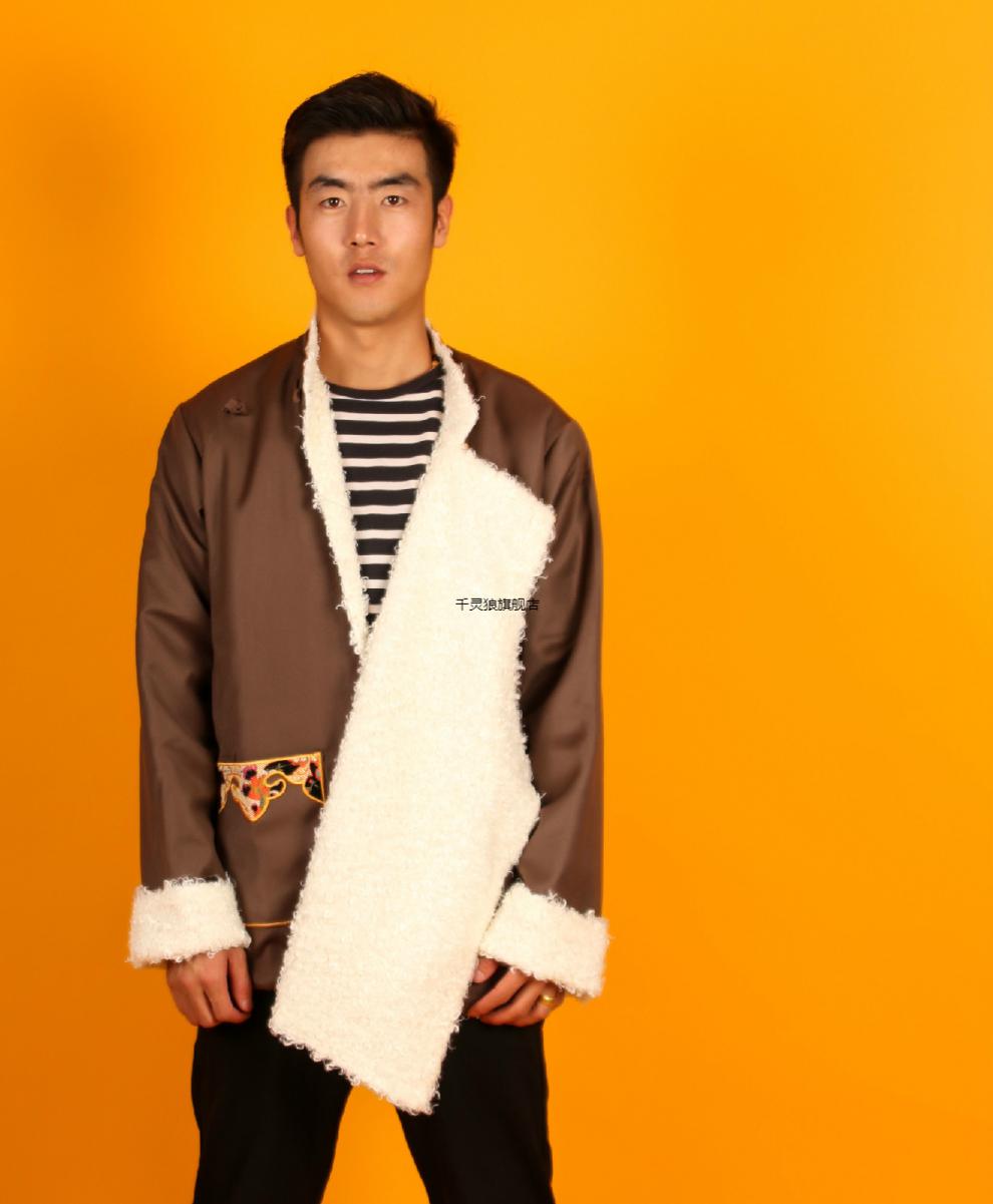 藏装藏族服装男藏袍男冬天保暖外搭绣花加绒藏式棉衣情侣时尚休闲棉袄