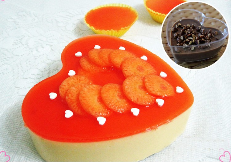 带盖心形果冻布丁杯慕斯杯瓶模具加厚塑料杯酱料调料盒 120ml分体杯