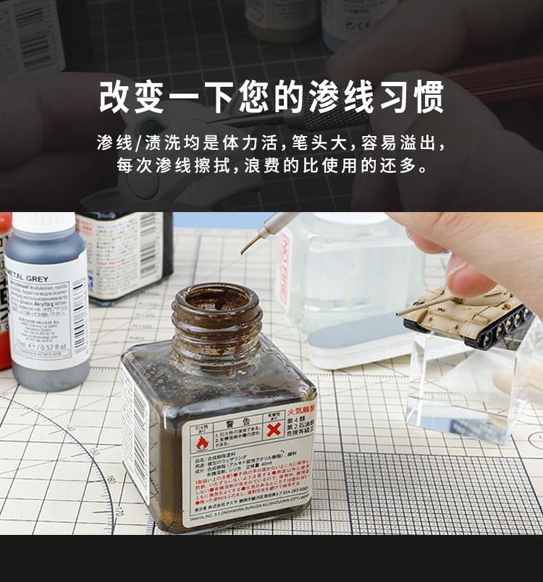 优速达高达军事模型工具专用上色笔免擦拭渗线笔升级版金属专笔杆金属