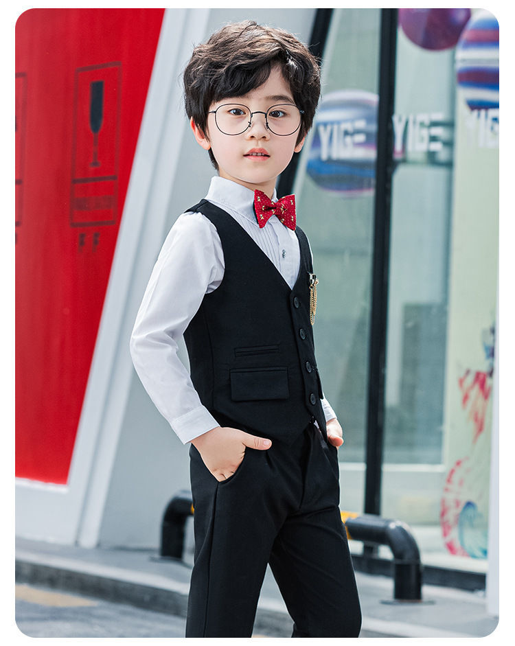 创木森男童主持人服装夏季小男孩朗诵比赛表演服儿童西服套装中大童