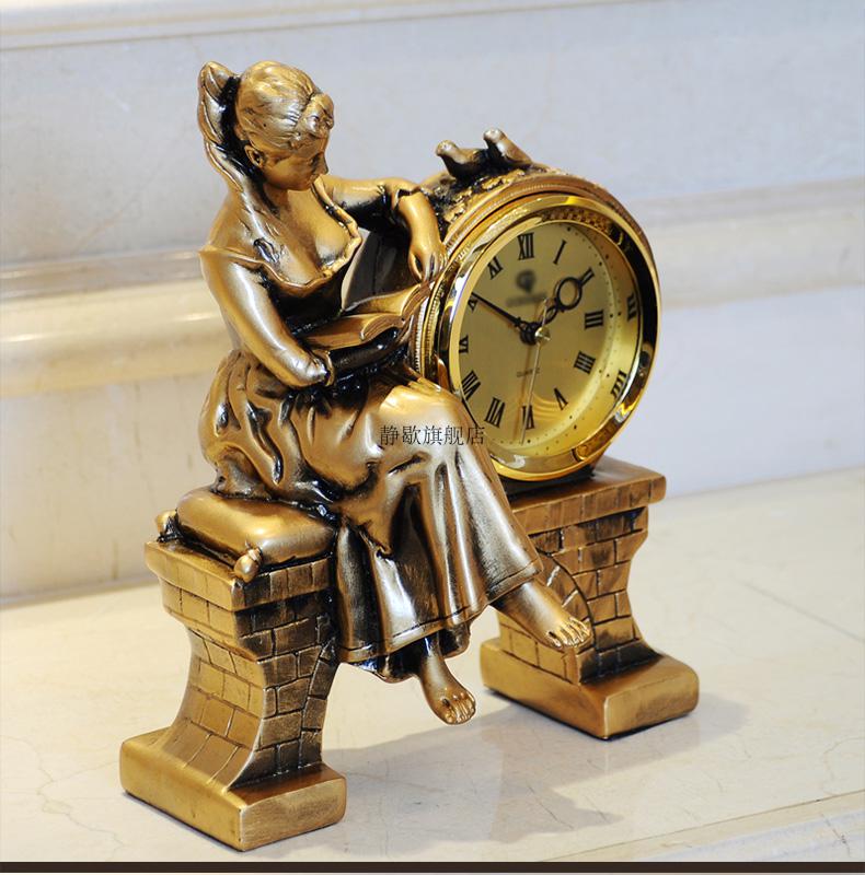 宜家家居欧式座钟表时尚客厅摆件钟创意装饰钟表卧室仿古台钟座钟石英