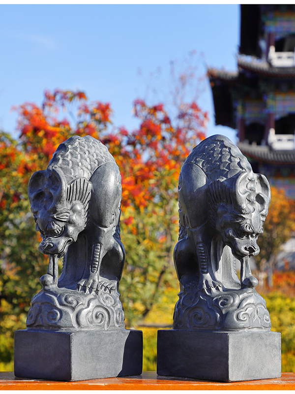 石雕吸金兽吸水兽石墩石头滴水兽避水兽蚣蝮青石整石雕刻办公室店铺