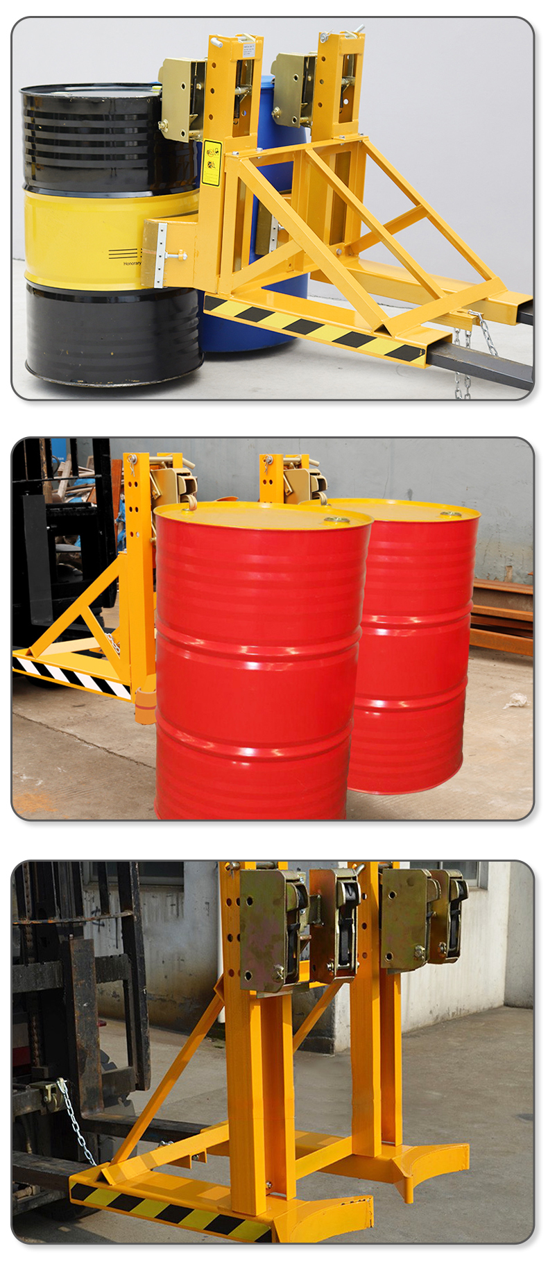 瑜聂重型鹰嘴油桶夹具叉车专用抓桶器卸桶双桶夹子塑料铁通 铸钢单