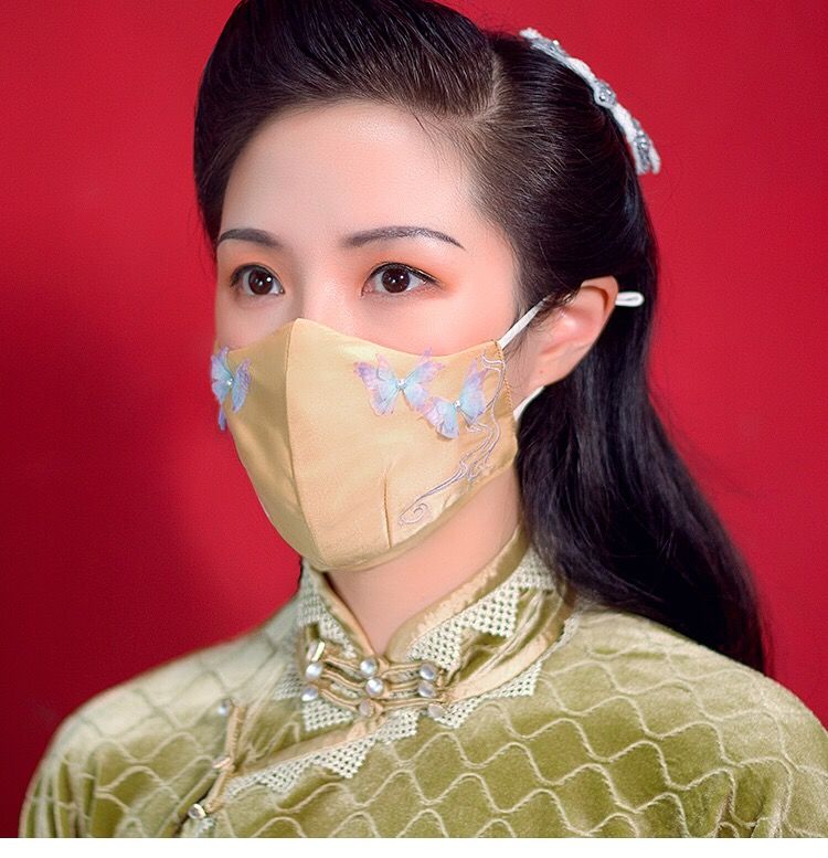 中国风刺绣口罩民族汉服风刺绣配饰新款防风尘口罩原创设计悟空黑色