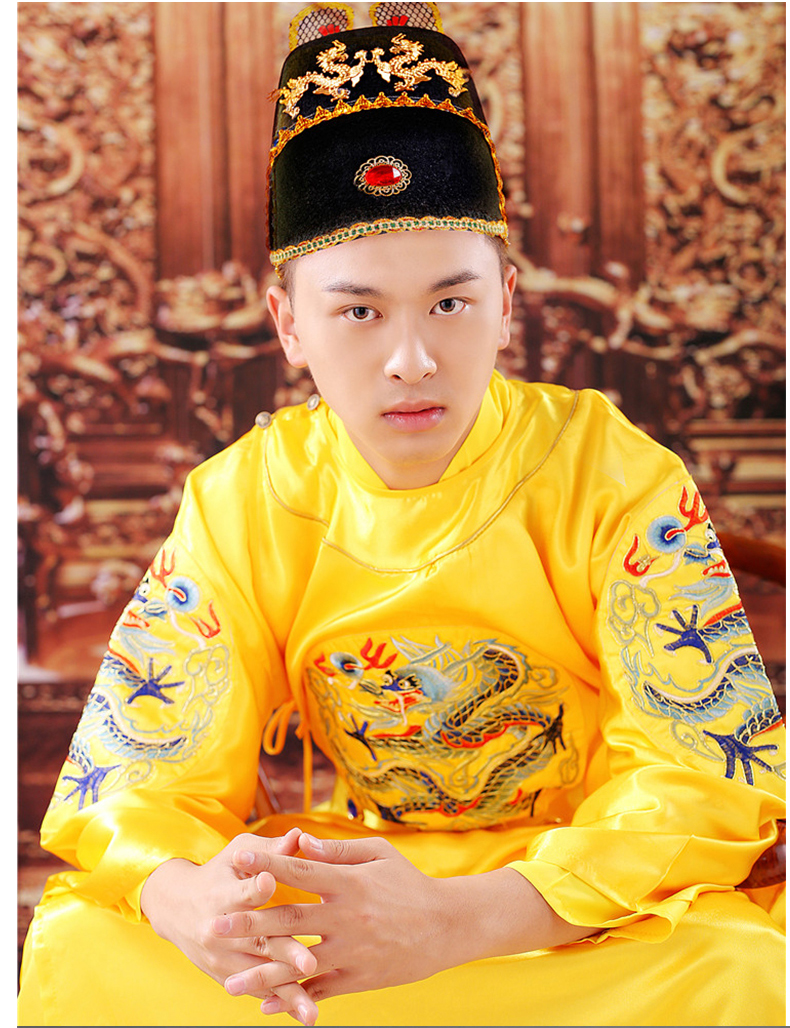 龙袍明朝皇帝服装龙袍男皇上古装明制刺绣黄袍中国风王爷饰 龙袍 黑龙