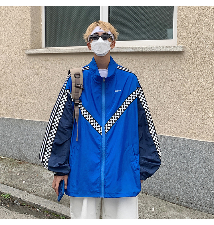 clawmoney棋盘格防晒衣男夏季潮牌港风外套宽松薄款大码防晒服白色m