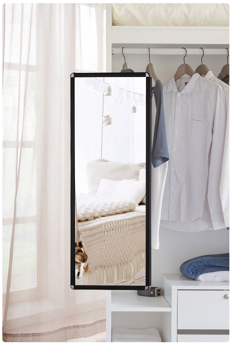 奥非加衣柜镜子内置推拉镜旋转穿衣镜柜内伸缩折叠隐藏式抽拉全身镜