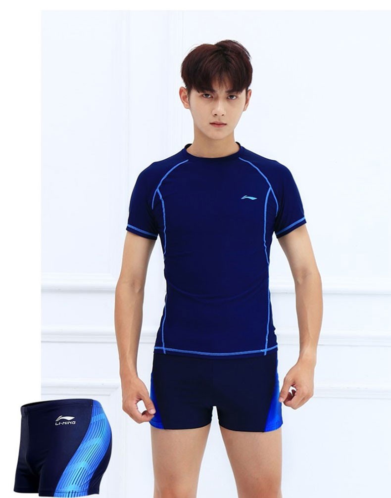 李宁(li-ning)泳裤 男士泳衣泳镜上衣平角短裤五分泳裤游泳衣防尴尬泡