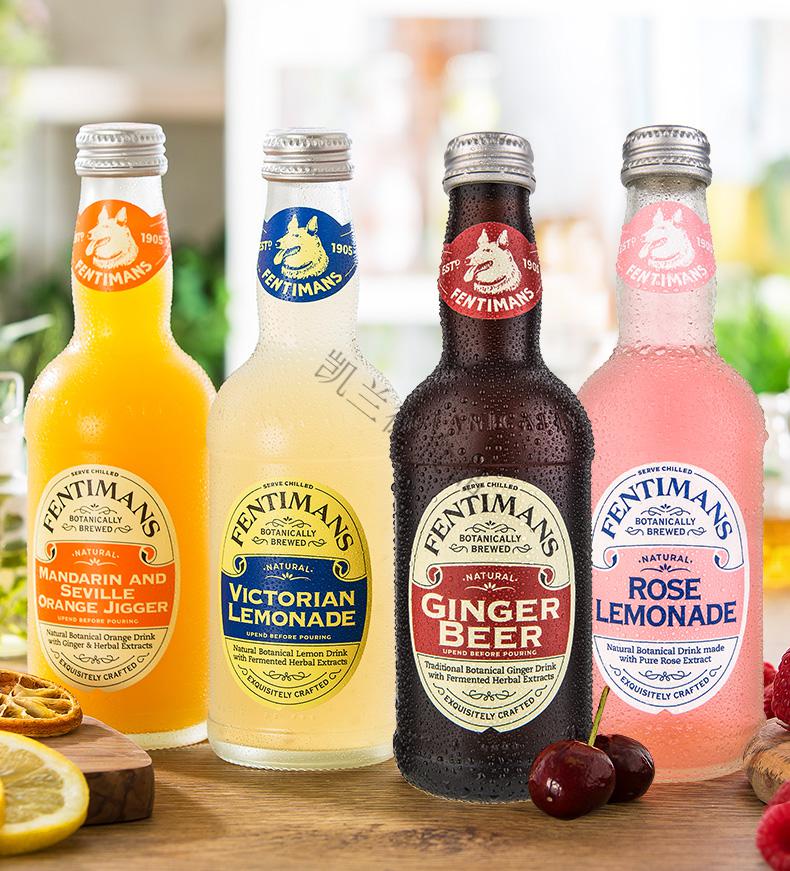 5折fentimans芬迪曼汽水气泡水碳酸饮料275ml多口味饮料 玫瑰柠檬水