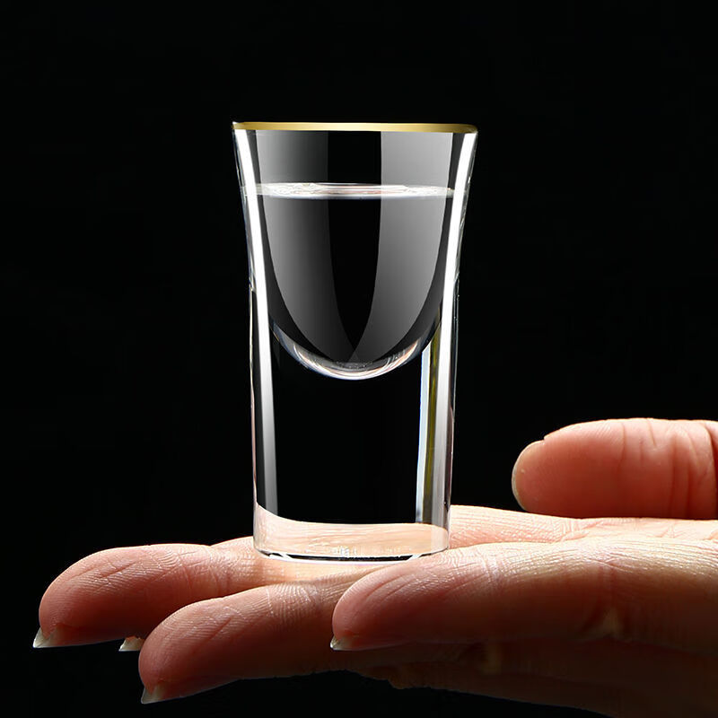 子弹杯一两白酒杯白酒品鉴杯家用金箔白酒分酒器水晶玻璃高端金边小白