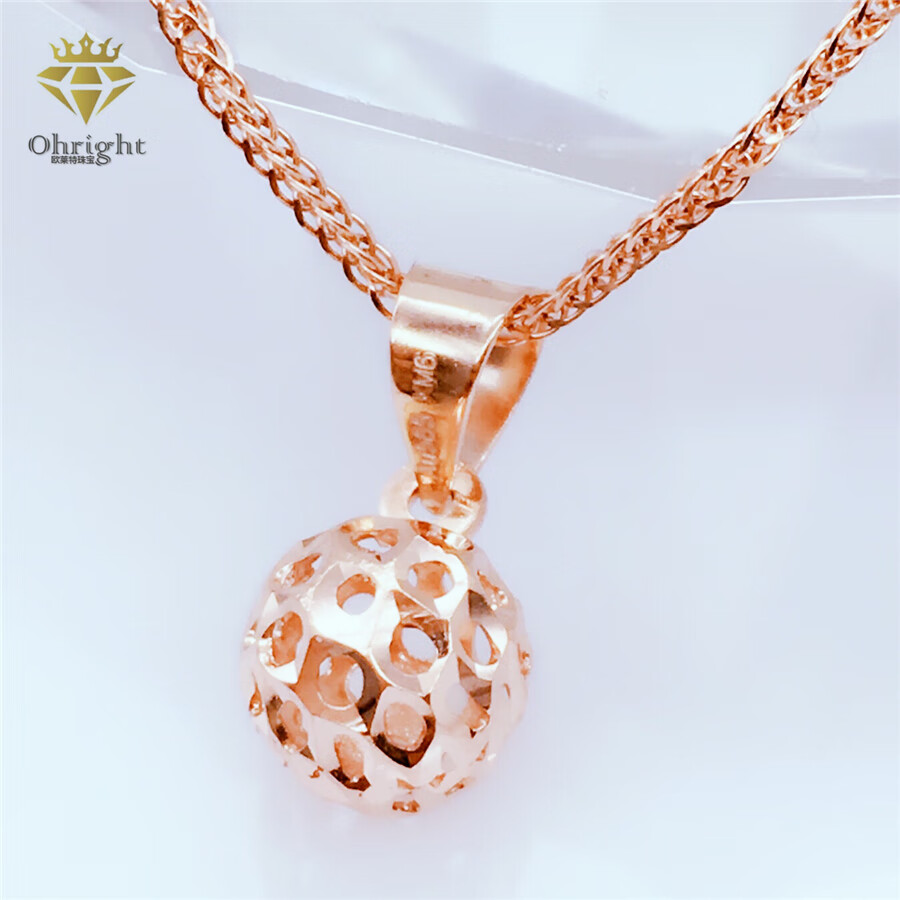 迷你俄罗斯紫金项链金店14k金单坠心形玫瑰金彩金吊坠女 3大水滴(尺寸