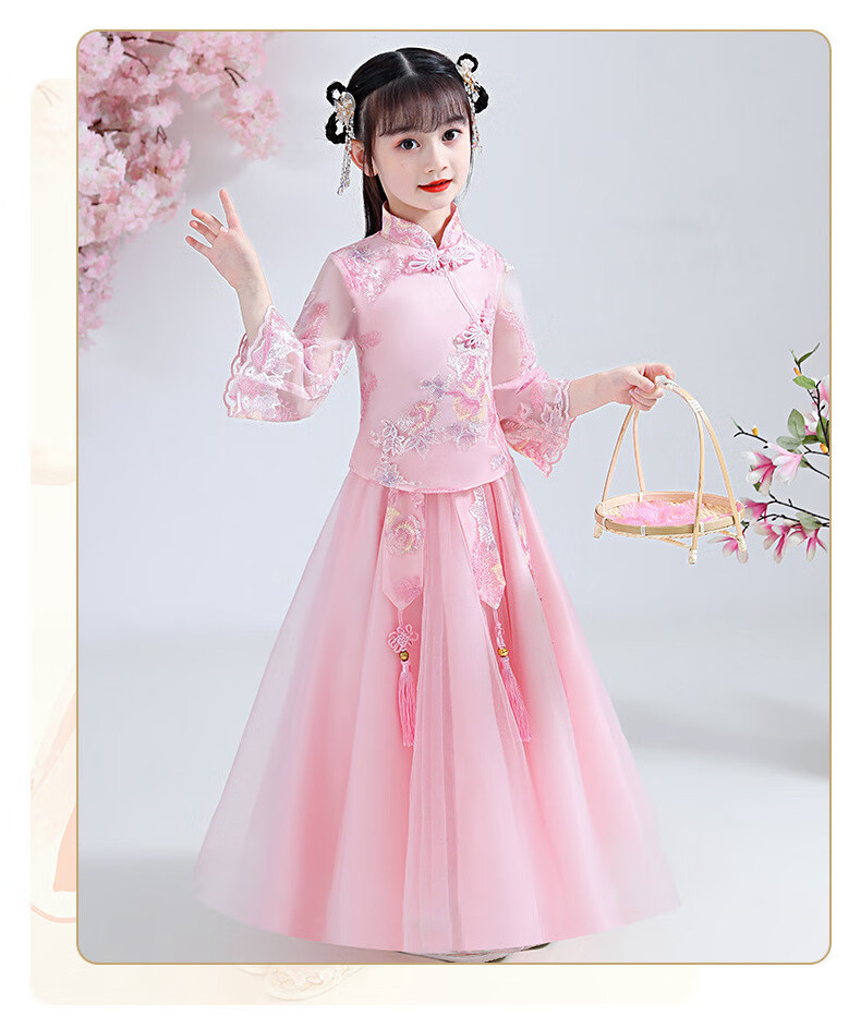 广州花都岭南童装汉服女童中国风唐装礼服儿童裙子秋款春秋小女孩古装