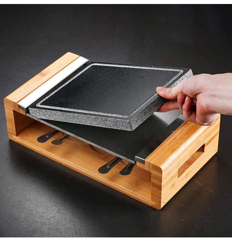 岩石烤保温炉高温西餐牛扒石板烧烤盘天然石烤肉煎烤盘 岩石保温炉23*