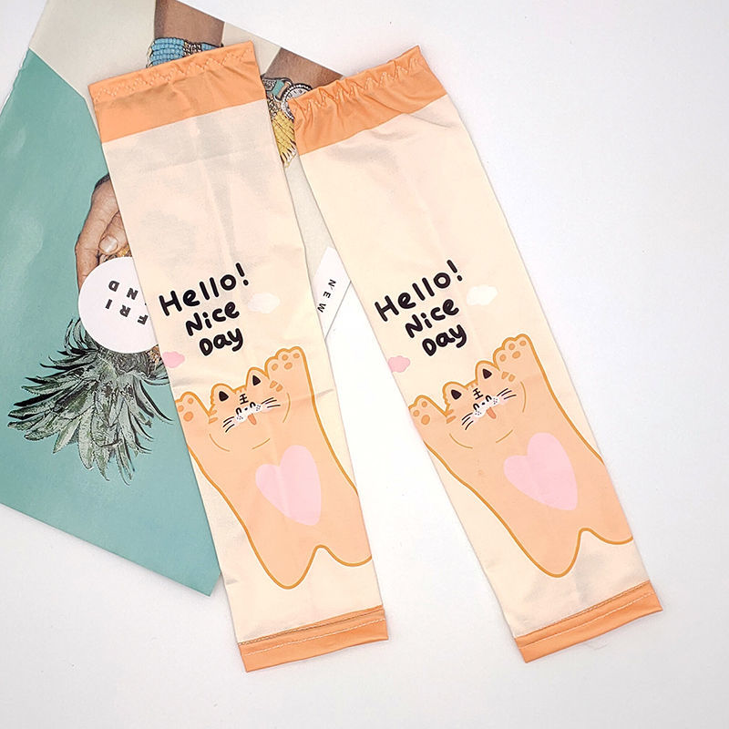 儿童冰袖防晒夏季潮流护袖卡通风310岁可爱套袖防猫咪紫色1双